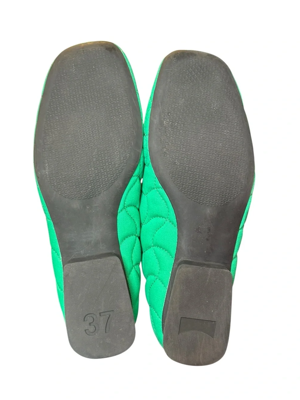 Camper Green Quilted Double Strap Mary Jane Flats EU 37 US 6.5